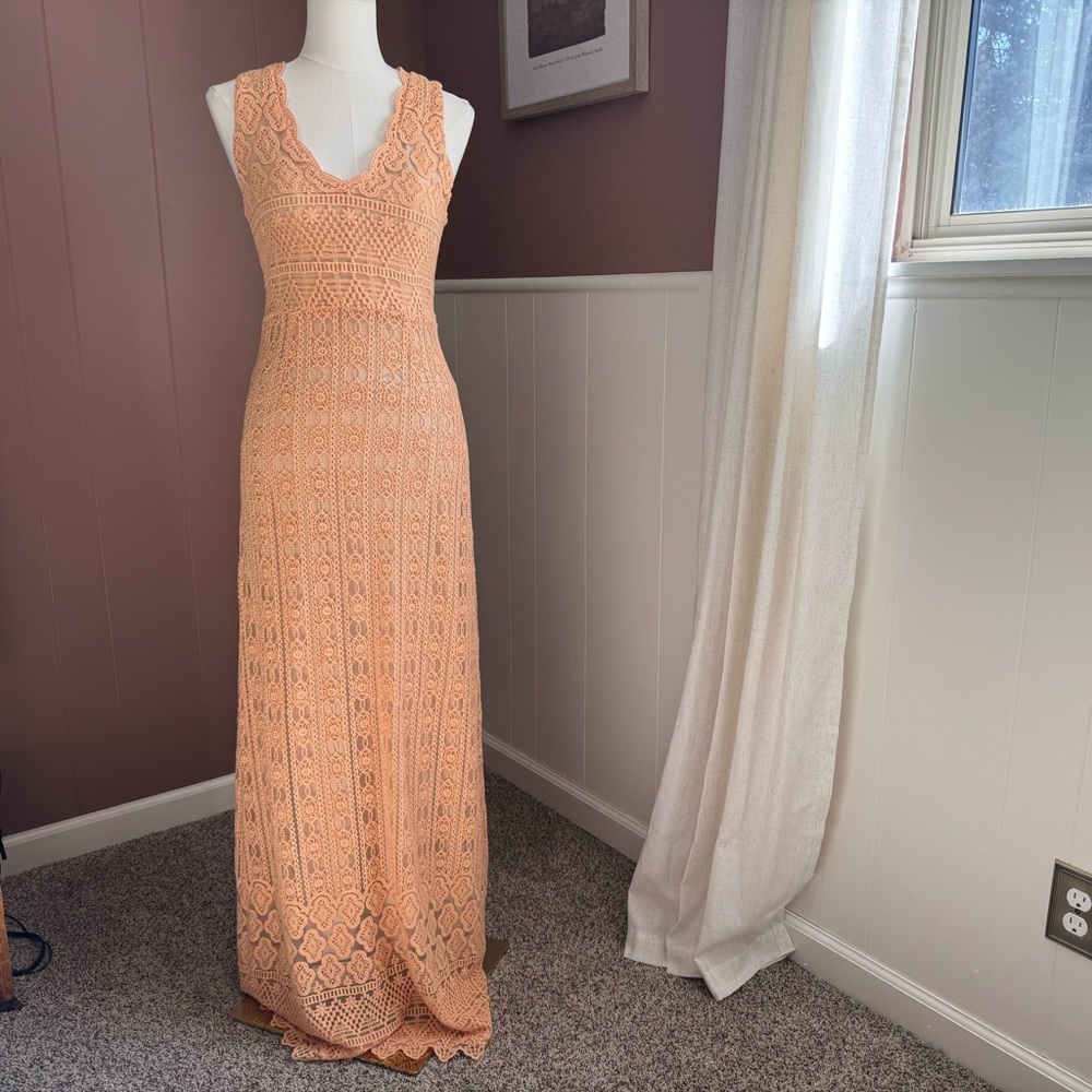 Anthropologie Korovilas Calantha V-Neck Lace Sleeveless Maxi Dress